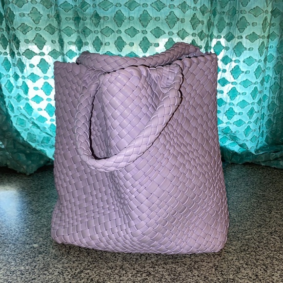 Mini Woven Faux Leather Tote - Picture 3 of 9
